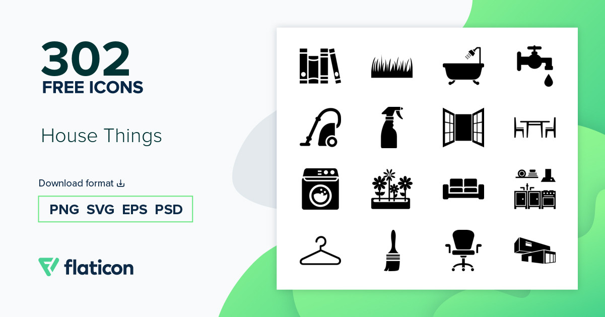 House Things Icons Set, Cartoon Style Royalty Free SVG, Cliparts