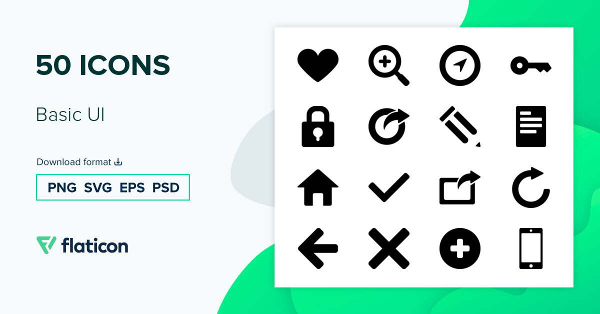 Basic UI Icon Pack | Filled | 50 .SVG Icons
