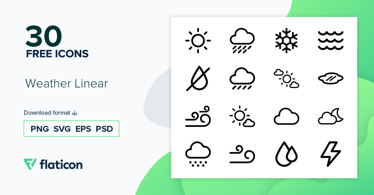 Weather Linear Icon Pack | Lineal | 30 .SVG Icons