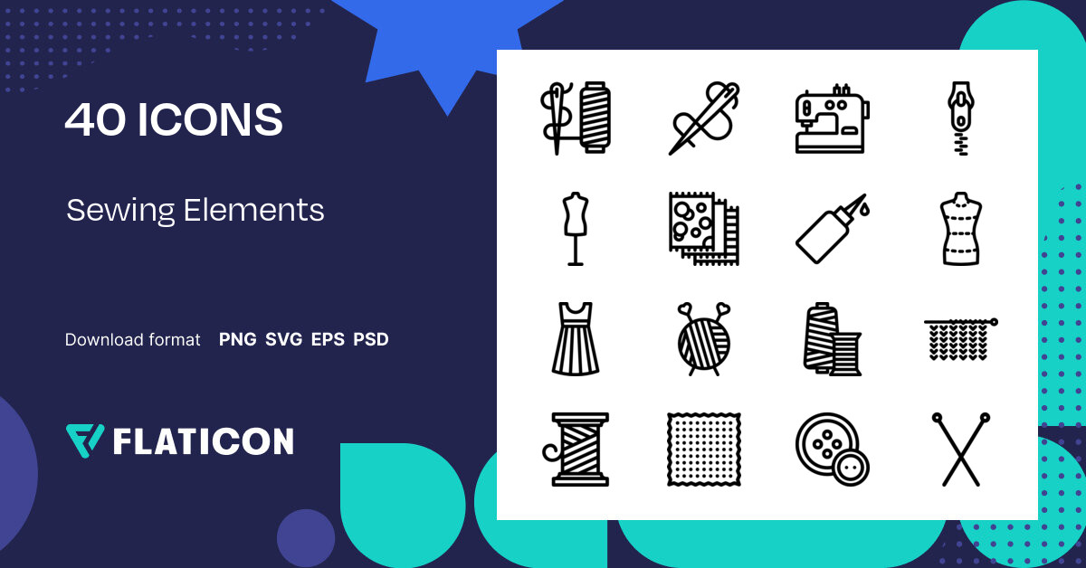 Sewing Elements Icon Pack | 40 .SVG Icons