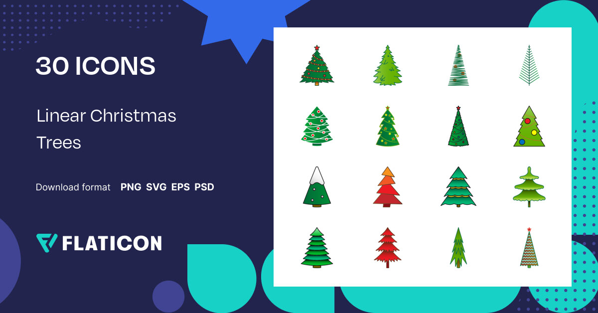 Linear Christmas Trees Icon Pack | 30 .SVG Icons