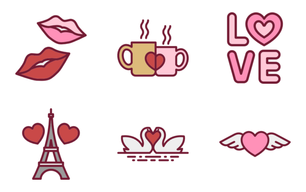 linear color valentines day set