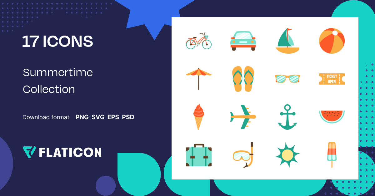 Summertime Collection Icon Pack | 17 .SVG Icons