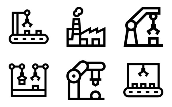 factory machinery icon collection