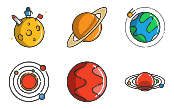 Cartooning space icons