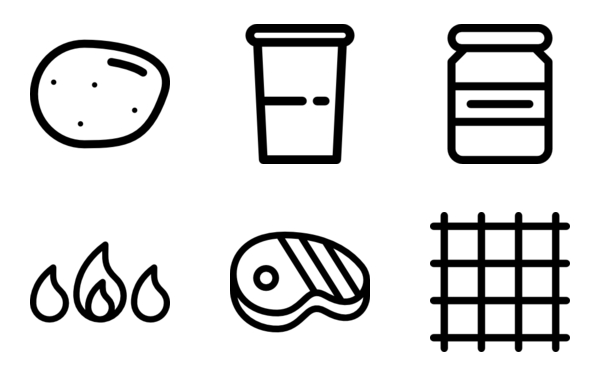 picnic and bbq icons set