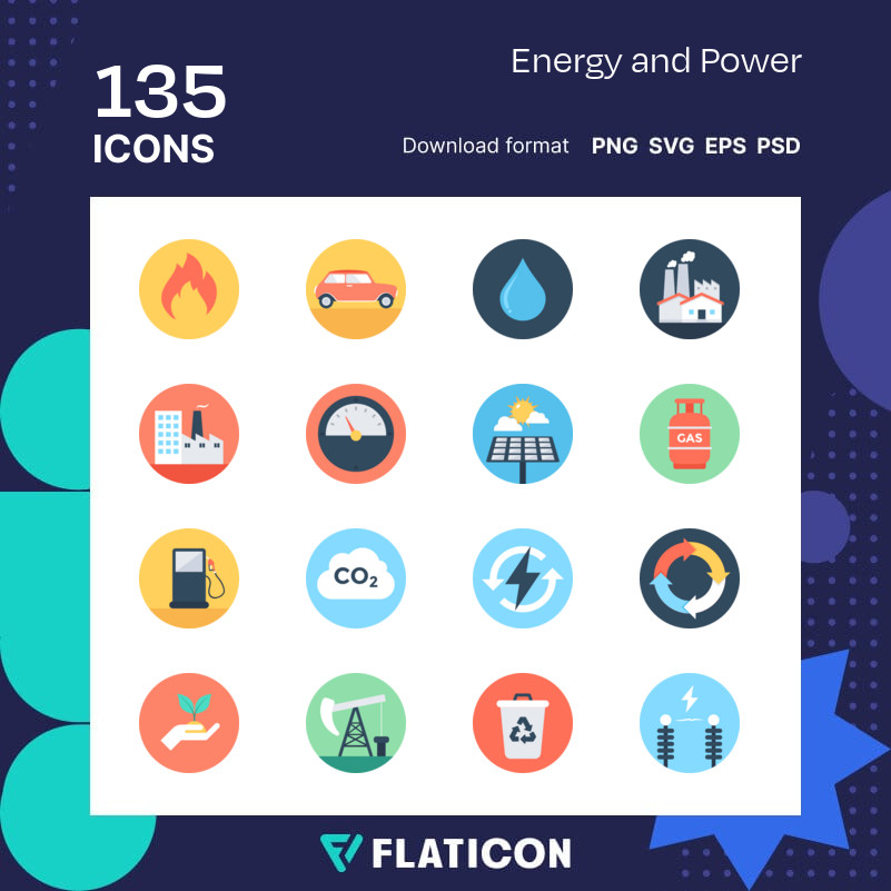 Power Energy Icon Set Flat Design Stock Vector (Royalty Free) 2321768513