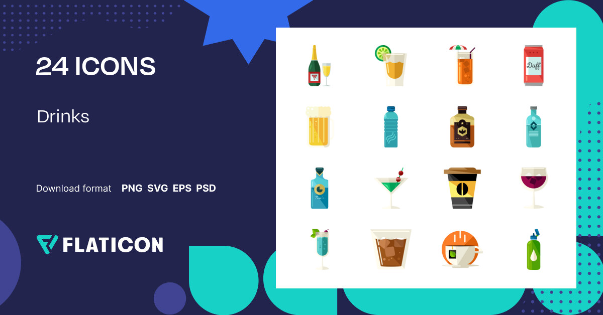 Drinks Icon Pack | Flat | 24 .SVG Icons
