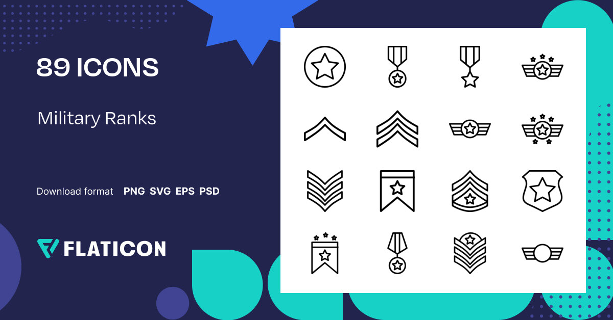 Military Ranks Icon Pack | Lineal | 89 .SVG Icons