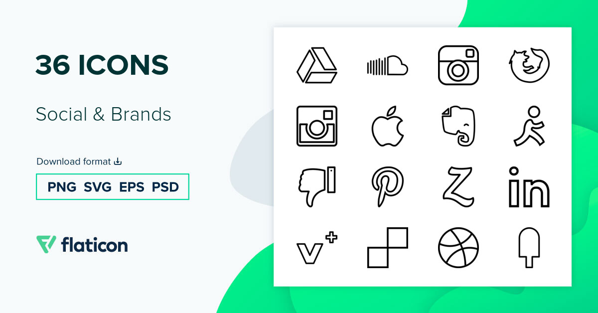 Social & Brands Icon Pack | Lineal | 36 .SVG Icons