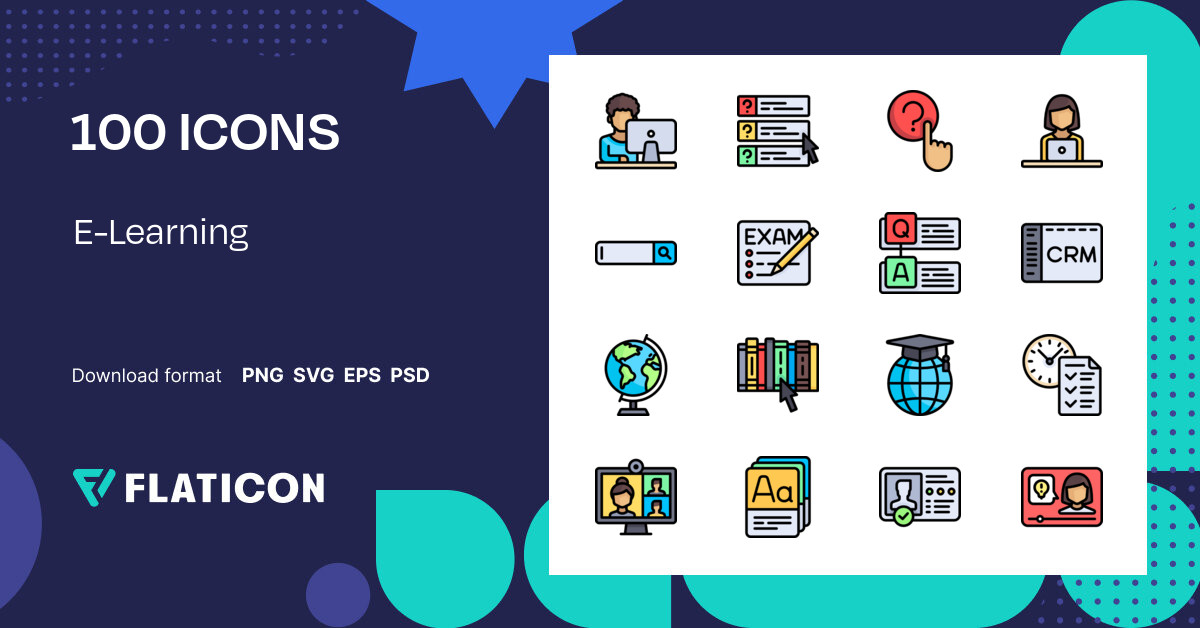 E-Learning Icon Pack | Lineal color | 100 .SVG Icons