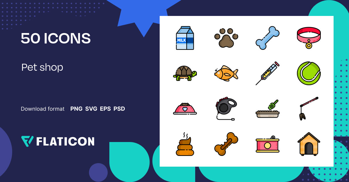 Pet shop Icon Pack | Lineal color | 50 .SVG Icons