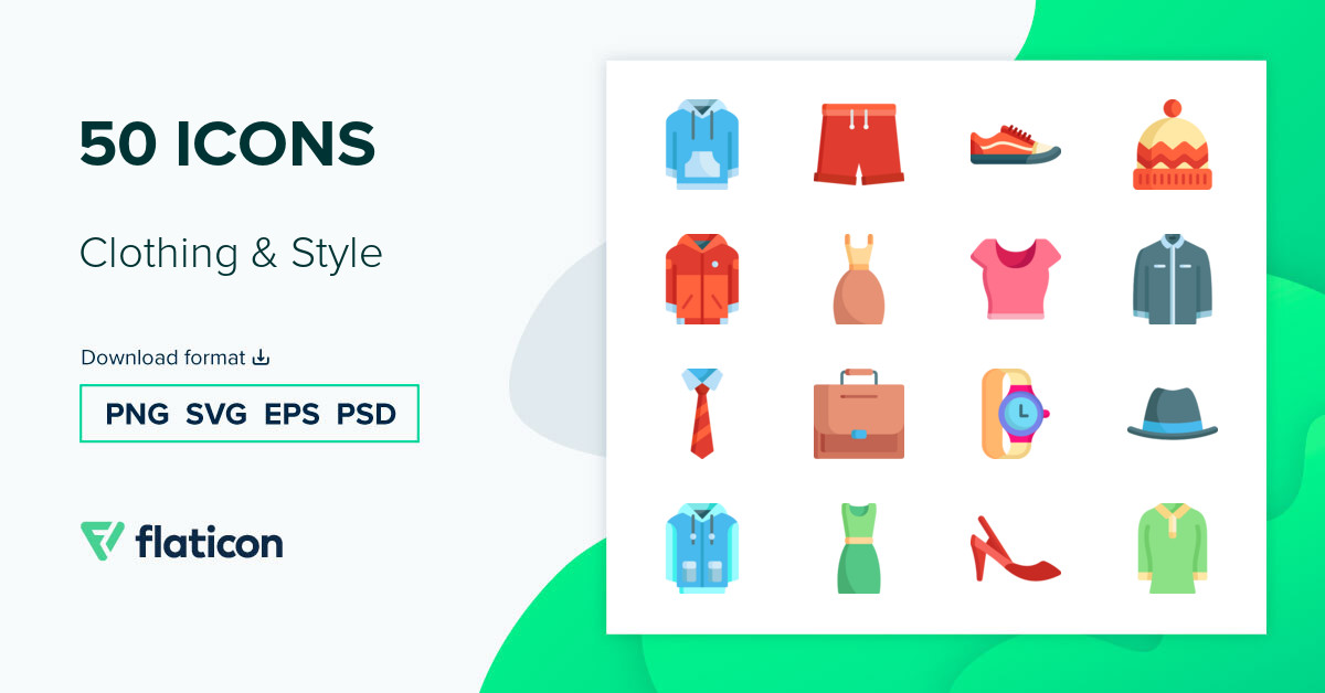 Clothing & Style Icon Pack | Flat | 50 .SVG Icons