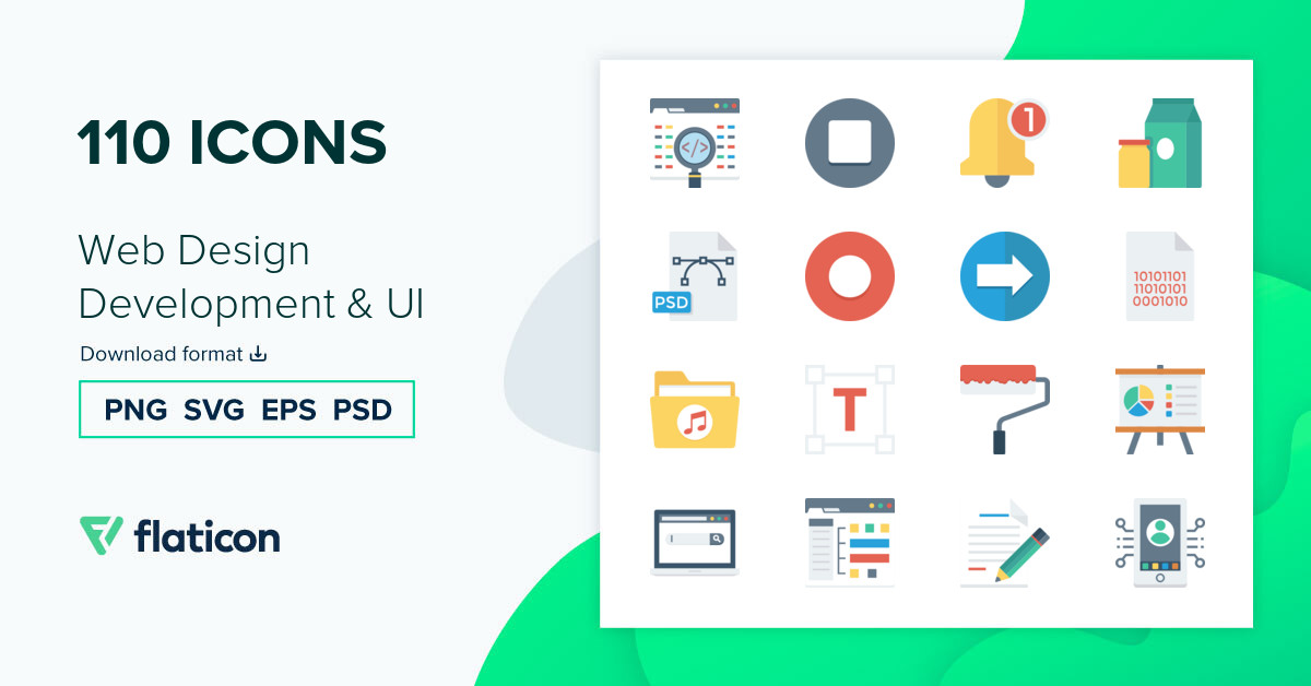 Web Design Development & UI Icon Pack | Flat | 110 .SVG Icons