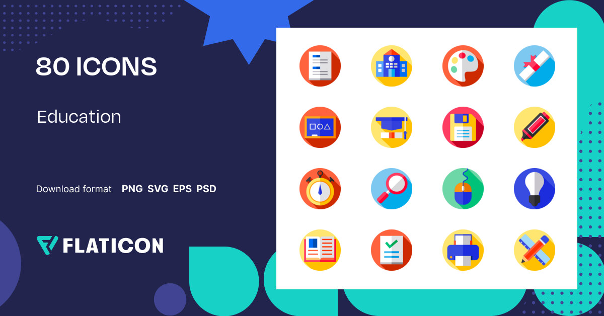 Education Icon Pack | Flat | 80 .SVG Icons