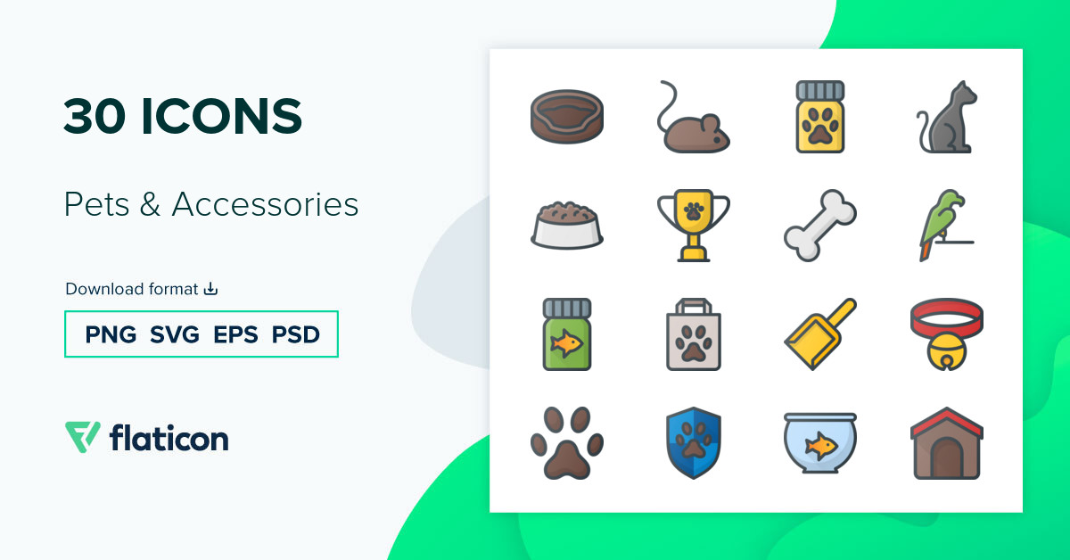 Pets & Accessories Icon Pack | Lineal Color | 30 .SVG Icons