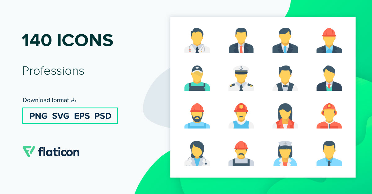 Professions Icon Pack | Flat | 140 .SVG Icons