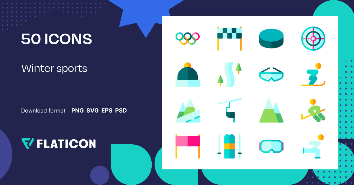 Winter sports Icon Pack | Flat | 50 .SVG Icons