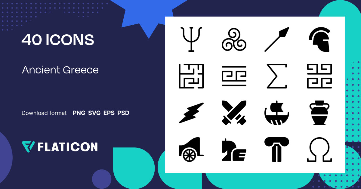 Ancient Greece Icon Pack | Filled | 40 .SVG Icons