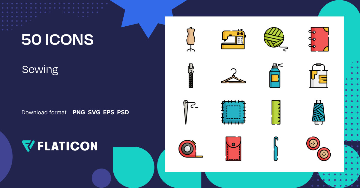 Sewing Icon Pack | Lineal color | 50 .SVG Icons