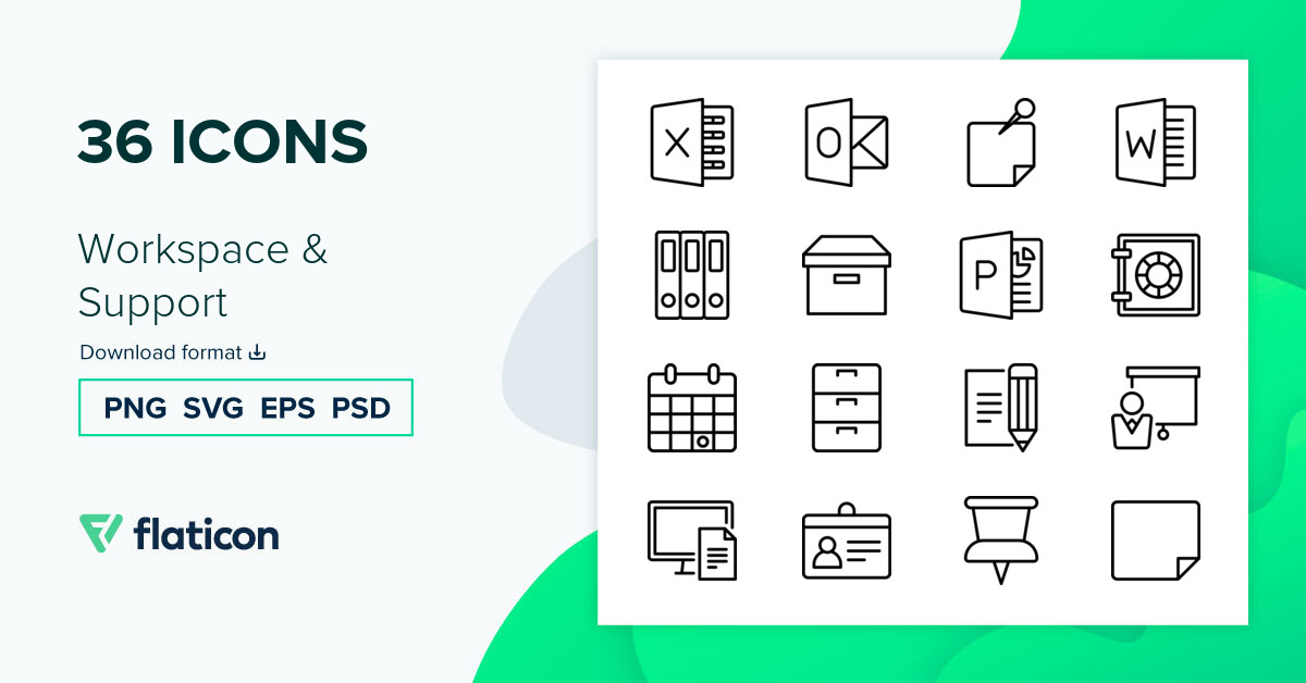 Workspace & Support Icon Pack | Lineal | 36 .SVG Icons