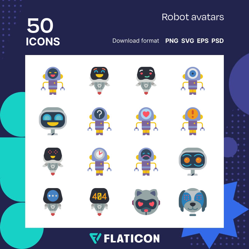 50 Robot Avatar Icons, Icons