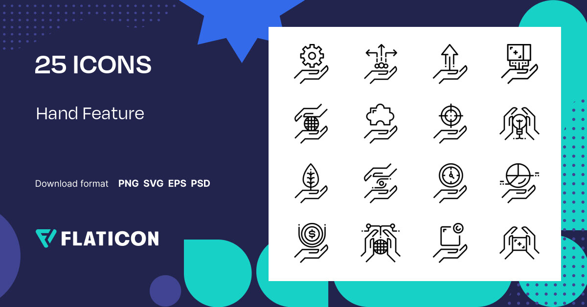 Hand Feature Icon Pack | Lineal | 25 .SVG Icons