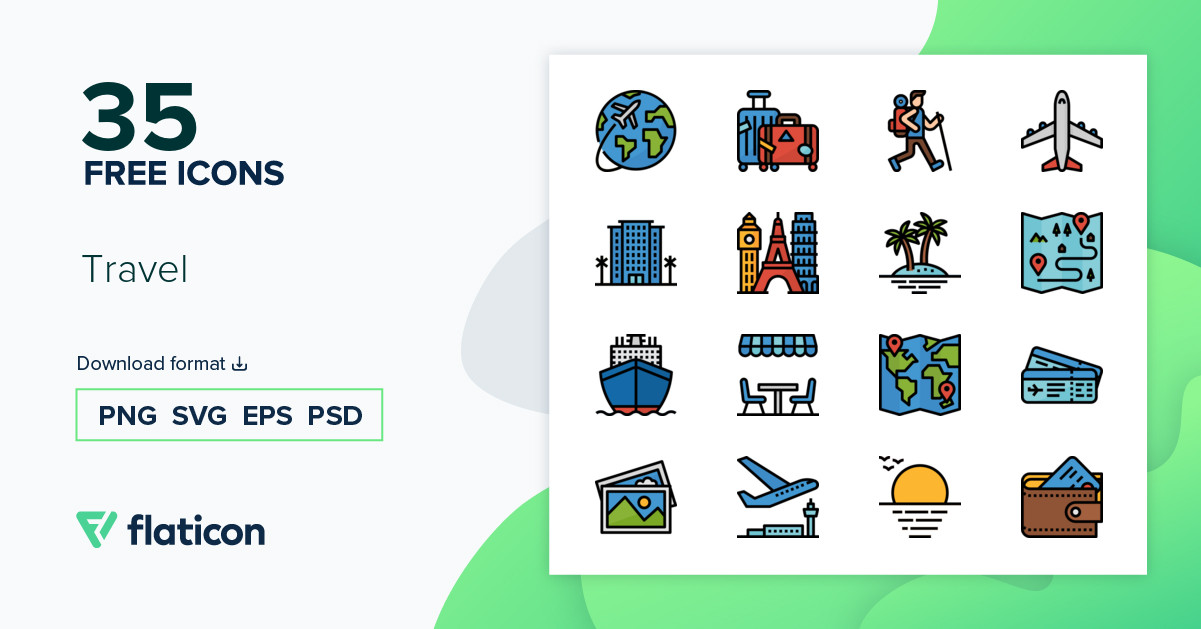 Travel Icon Pack | Lineal Color | 35 .SVG Icons