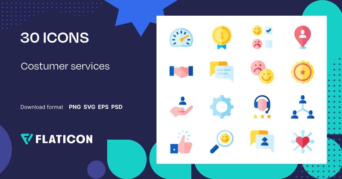 Costumer services Icon Pack | Flat | 30 .SVG Icons