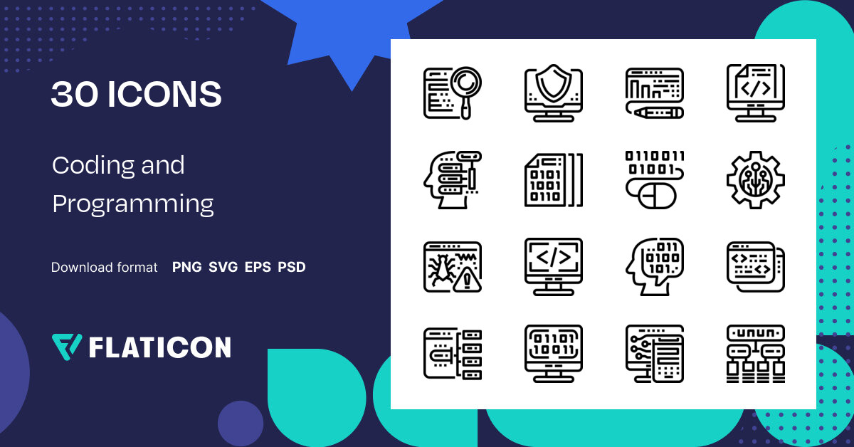 Coding and Programming Icon Pack | Lineal | 30 .SVG Icons