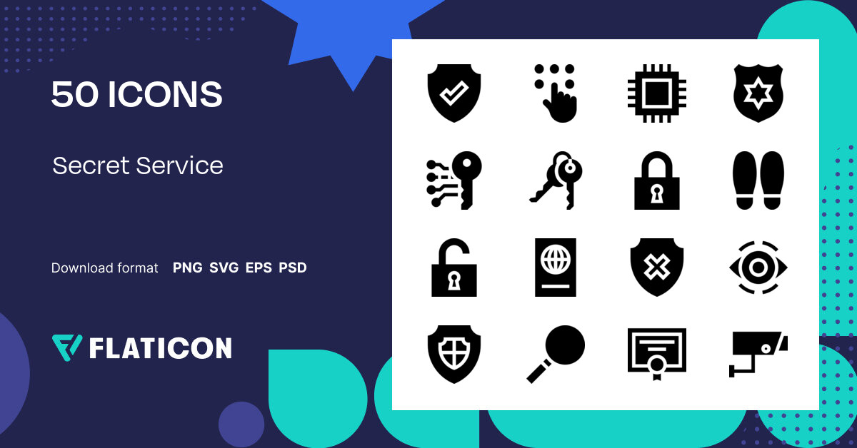 Secret Service Icon Pack | Filled | 50 .SVG Icons