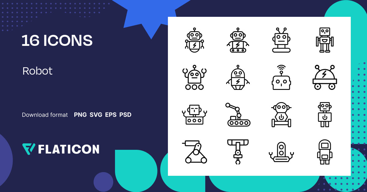 Robot Icon Pack | Lineal | 16 .SVG Icons