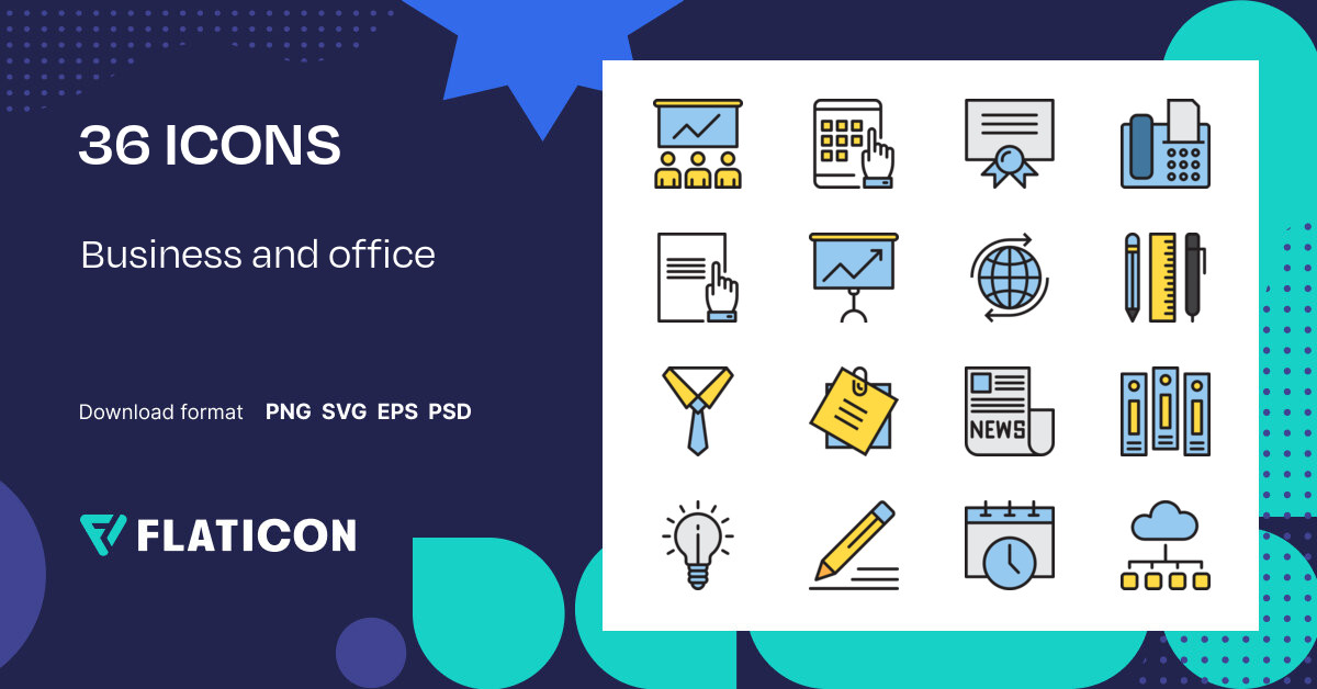 Business and office Icon Pack | Lineal Color | 36 .SVG Icons