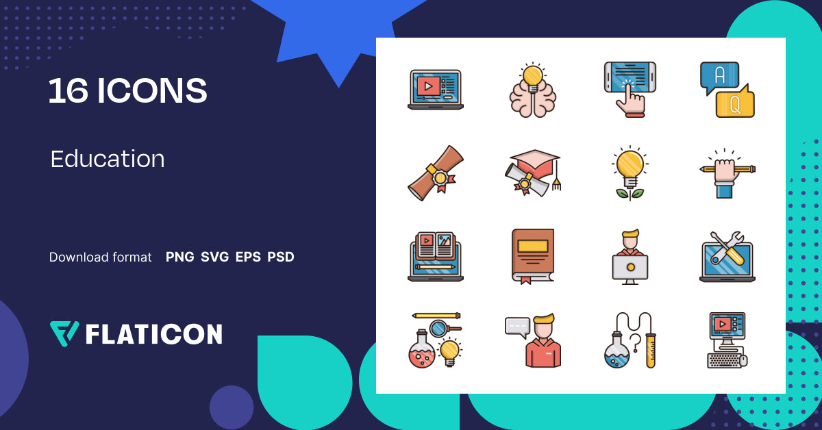 Education Icon Pack | Lineal Color | 16 .SVG Icons