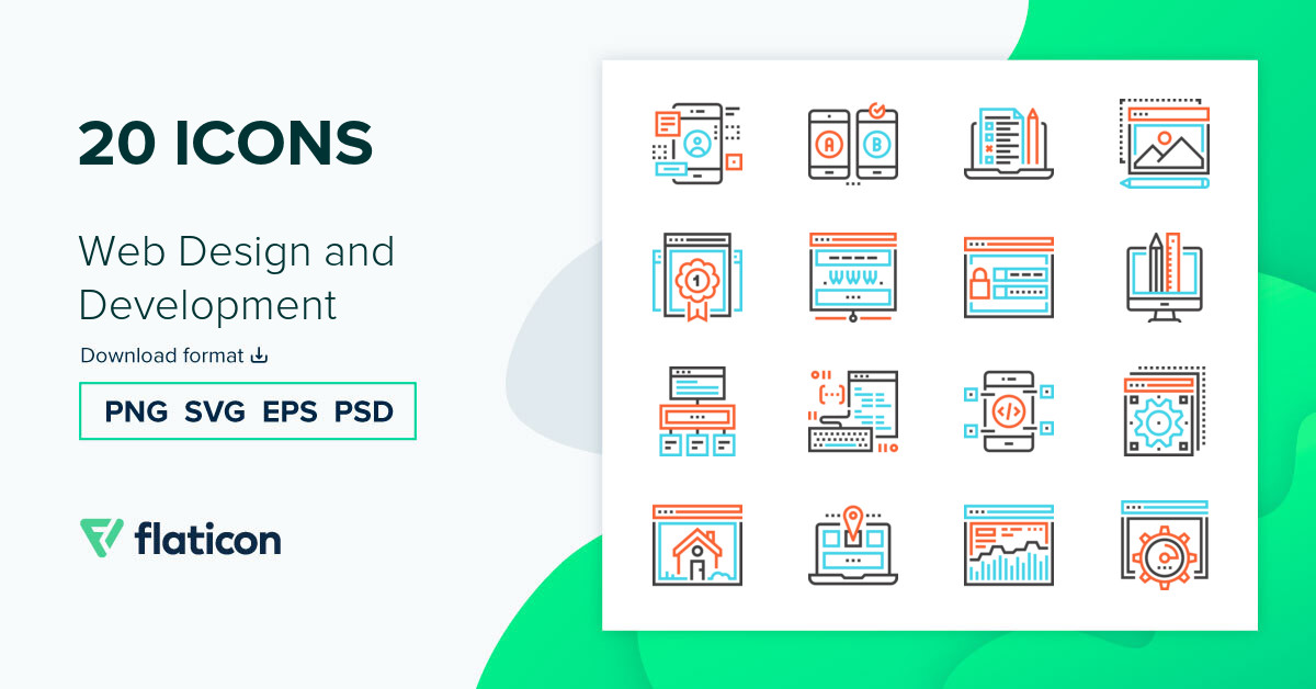 Web Design and Development Icon Pack | Two Tone Linear colors | 20 .SVG ...