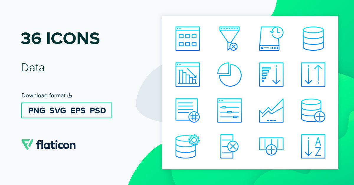 Data Icon Pack | Gradient | 36 .SVG Icons