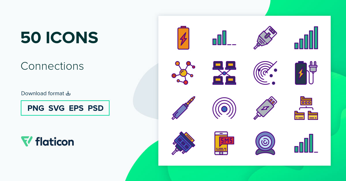 Connections Icon Pack | Lineal Color | 50 .SVG Icons