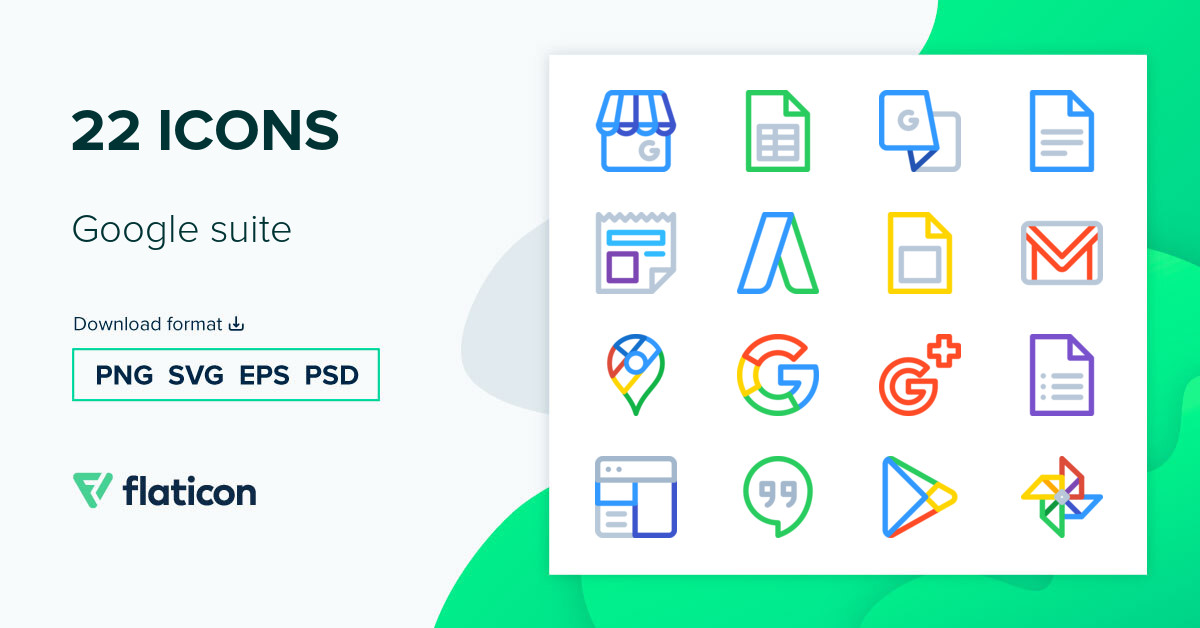 Google suite Icon Pack | Lineal Color | 22 .SVG Icons