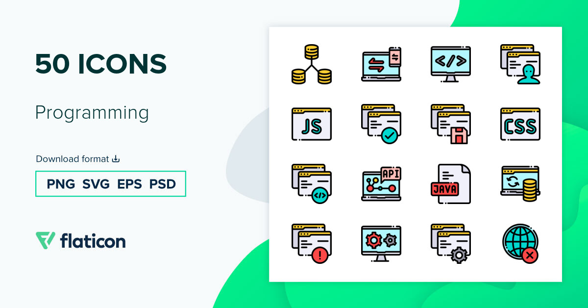 Pack de iconos Programming | Lineal color | 50 Iconos .SVG