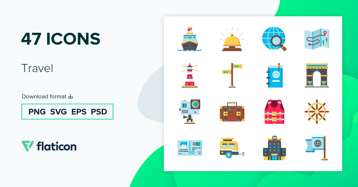 Travel Icon Pack | Flat | 47 .SVG Icons