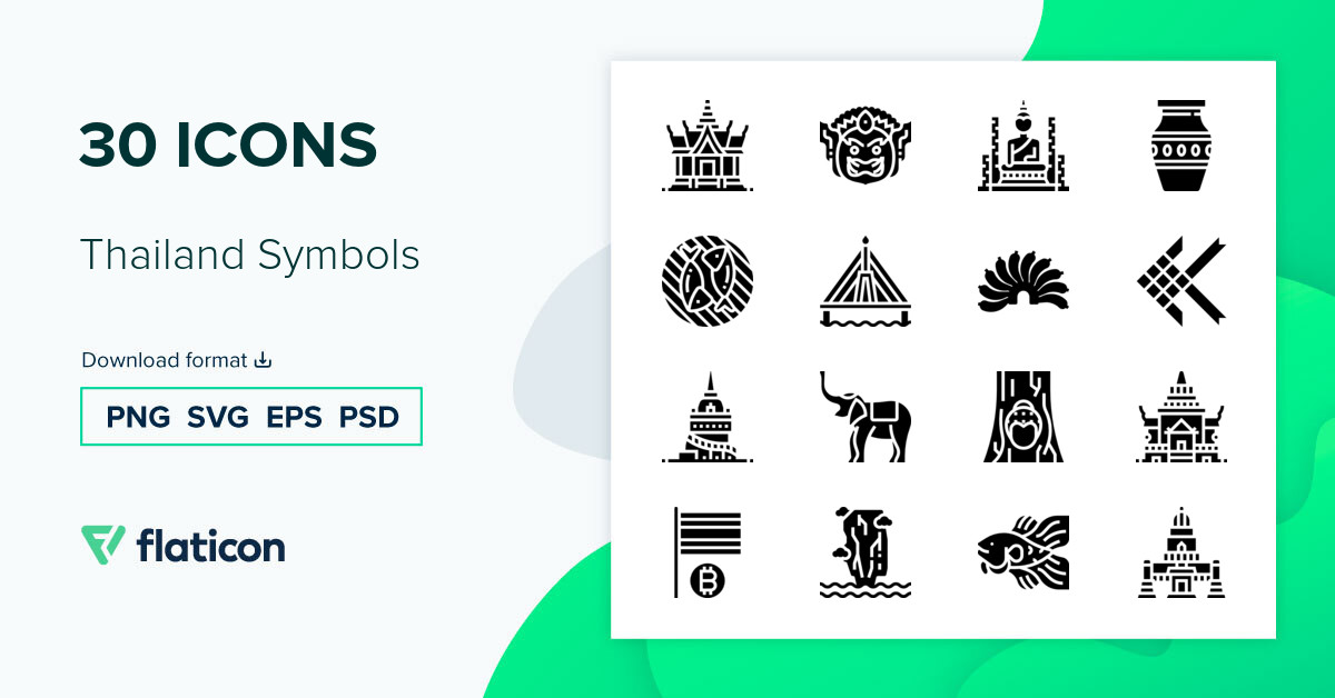 Thailand Symbols Icon Pack | Glyph | 30 .SVG Icons