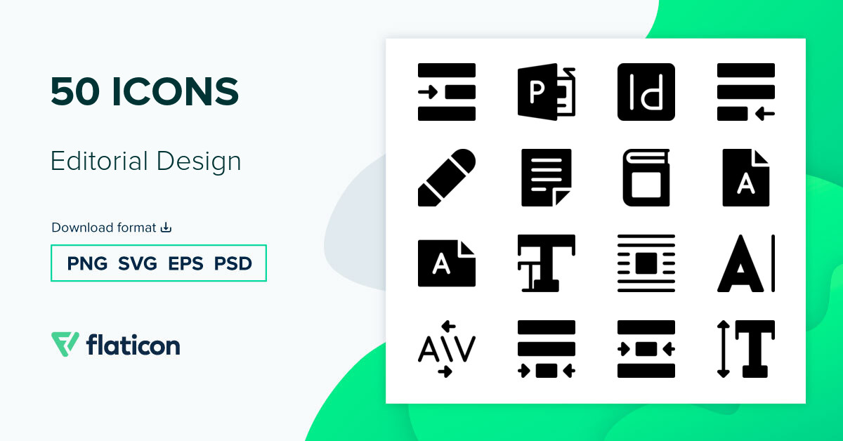 Editorial Design Icon Pack | Filled | 50 .SVG Icons