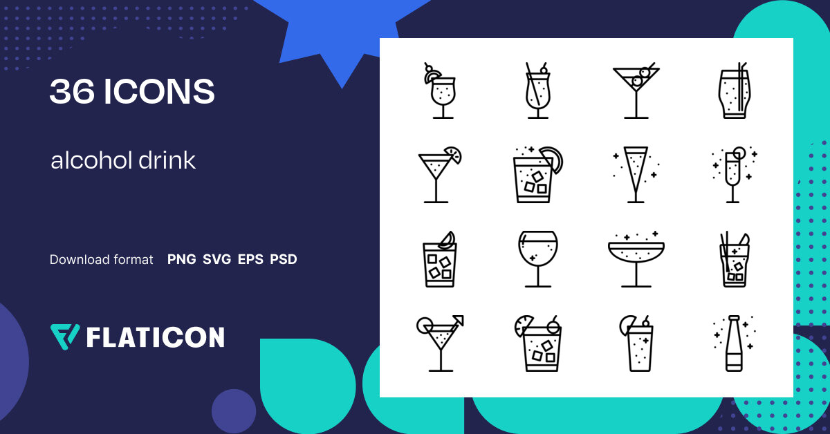 Alcohol drink Icon Pack Lineal 36 .SVG Icons