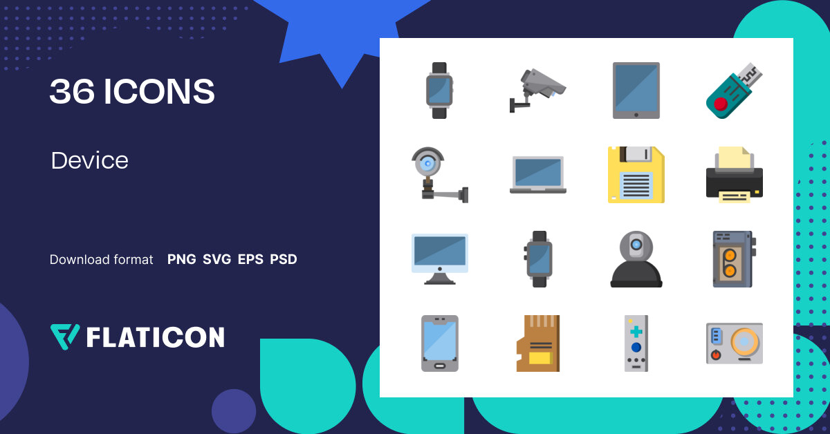 Device Icon Pack Flat 36 .SVG Icons
