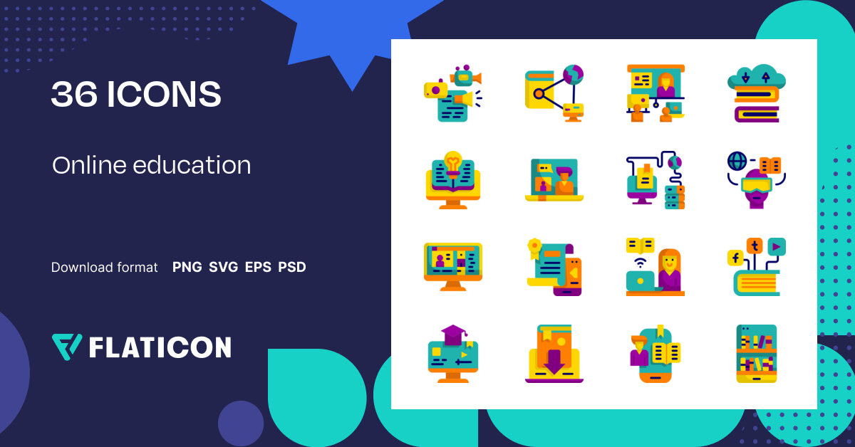 Online education Icon Pack | Flat | 36 .SVG Icons