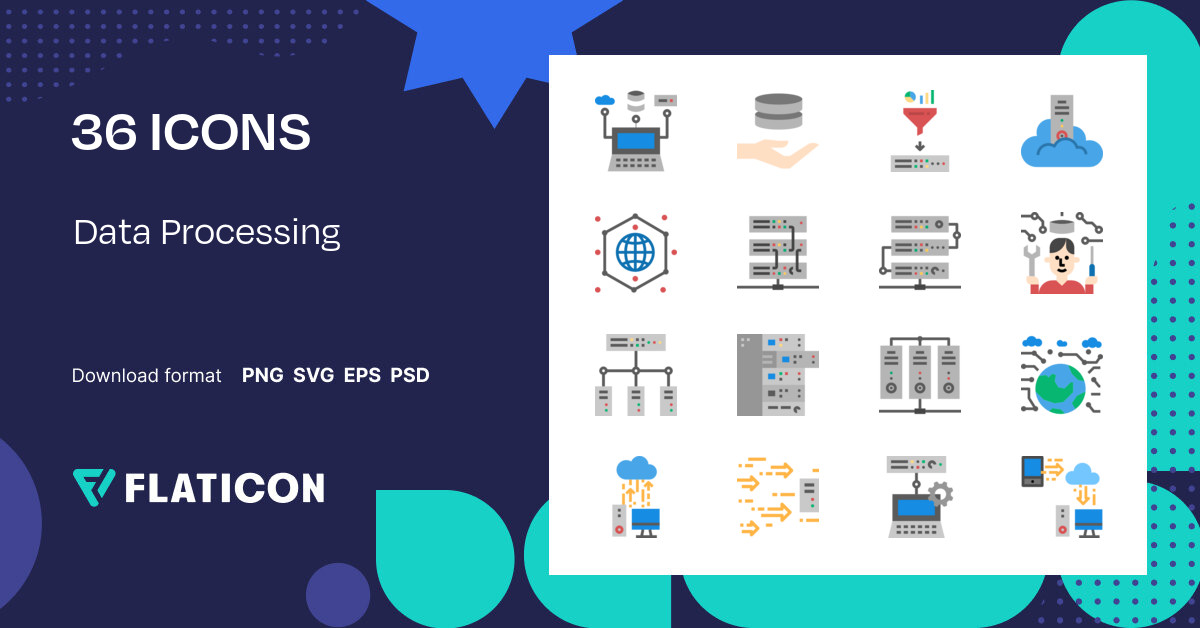 Data Processing Icon Pack | Flat | 36 .SVG Icons