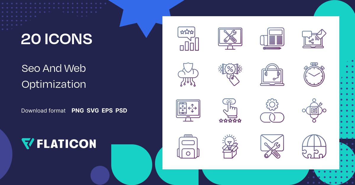 Seo And Web Optimization Icon Pack | Gradient | 20 .SVG Icons