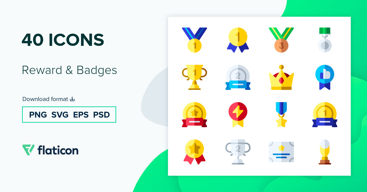 Reward And Badges Icon Pack Flat 40 Svg Icons