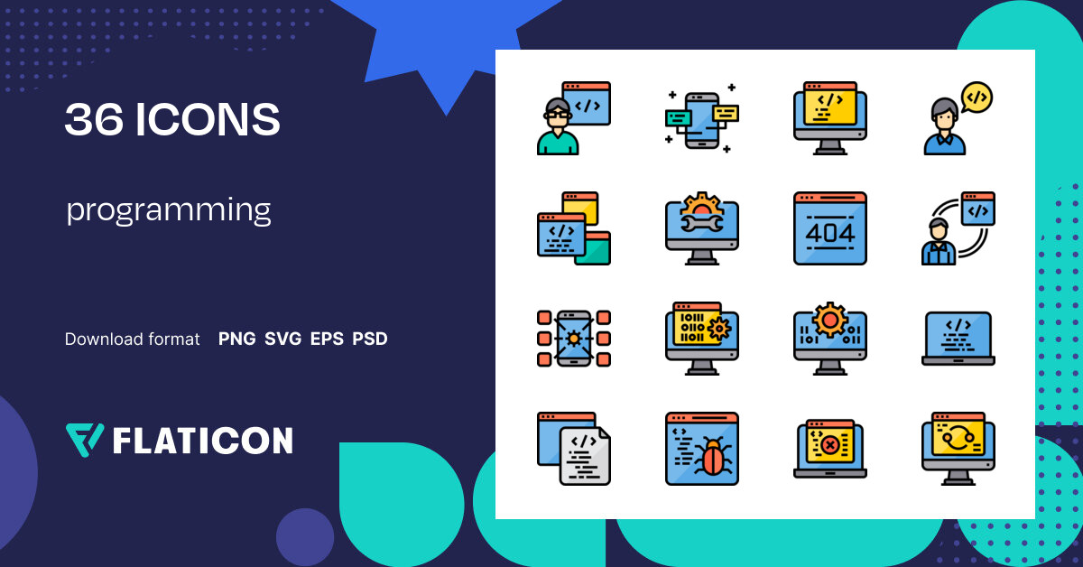 Programming Icon Pack | Lineal Color | 36 .SVG Icons
