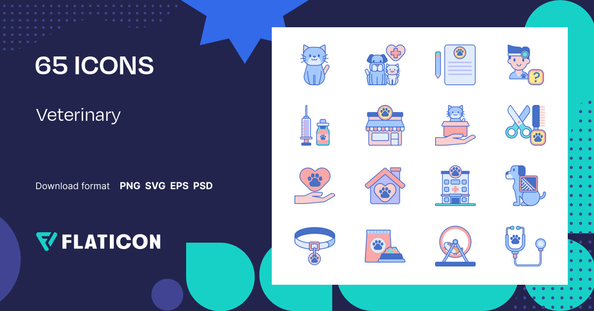 Veterinary Icon Pack | Lineal Color | 65 .SVG Icons